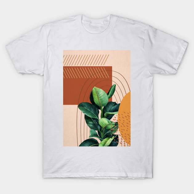 Mid Century Modern Ficus Illustration, Abstract Botanical Illustration T-Shirt by Gush Art Studio 1